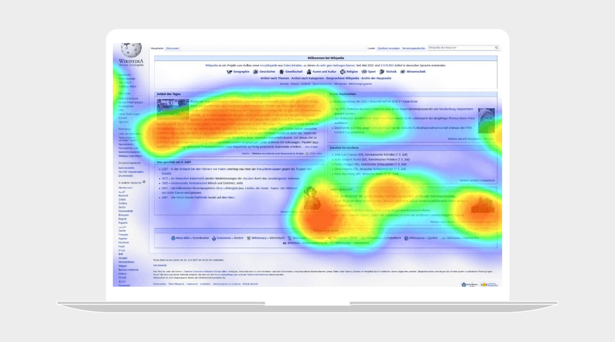 Attention heatmaps on a webpage